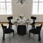 Black and Gold Dining Chairs Set of 4, Mid Century Upholstered Dining Room Chairs with Curved Backrest and Stainless Steel Legs, Luxury Modern Boucle Dining Chairs for Kitchen, Living Room