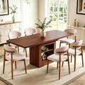 Extendable Dining Table Set for 6, Modern 7-Piece Kitchen Table and Chairs with Storage Shelves, 59" to 71" Adjustable, Space-Saving Rectangular Dining table Set, for Kitchen, Living Room & Office