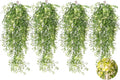 RECUTMS Artificial Hanging Ferns 2.5ft Artificial Ivy Vine Greenery with 30 LED Large Faux Wall Plants Artificial Plants Outdoor for Farmhouse Room Corridor Window Decor 4 PCS (White)