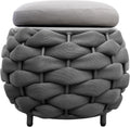 TWT Aluminium Patio Sofa Ottoman Handwoven PVC Rope with Thick Cushion All Weather for Balcony Porch Yard - Dark Gray