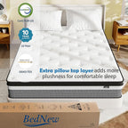 Queen Mattress, 10 Inch Hybrid Mattresses with Gel Memory Foam & Individual Pocket Springs, Queen Size Bed Mattress in a Box, Pressure Relief & Motion Isolation, Medium Firm Mattresses