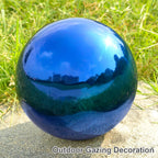 Nerien 10 Inch Gazing Ball, Stainless Steel Garden Mirror Globe, Polished Ornament Sphere, Hollow Floating Reflective Hemisphere, Home Outdoor Pond Housewarming Swimming Pool Decoration Gift, Blue