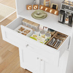 Set of 2 Tall Kitchen Pantry Storage Cabinet with Doors and Shelves, White | Modern Kitchen Hutch Cabinet with Storage Drawer & Bar Cabinet, 67” Cupboard Furniture Set for Kitchen and Dining Living Room