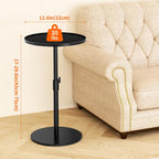 Metal End Table, Height Adjustable Side Tables Living Room, Small Side Table for Small Spaces Round Drink Table TV Tray Table for Living Room, Bedroom, Balcony, Office, Indoor & Outdoor