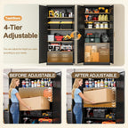 71" Tall Kitchen Pantry Cabinet, Metal Kitchen Pantry Storage Cabinet with Doors and 4 Adjustable Shelves, Freestanding Pantry Cupboard for Living, Dining Room, Black
