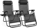 Alpen Zero Gravity Lounge Chair Set of 2, Patio Chair Folding Lounge Chairs for Outside, Portable Camping Chairs with Pillow and Cup Holder, Outdoor Recliner for Beach Outdoor Camping, Black