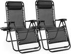 Alpen Zero Gravity Lounge Chair Set of 2, Patio Chair Folding Lounge Chairs for Outside, Portable Camping Chairs with Pillow and Cup Holder, Outdoor Recliner for Beach Outdoor Camping, Black