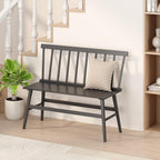 Wisuce Bamboo Dining Bench, Entryway Bench with Spindle Back (Black) | Bamboo & H-Shaped Support, Ergonomic Tilted Spindle Back, Multi-Scene Use, Easy Assembly & Maintenance