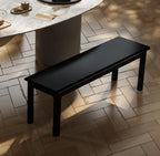 Wilk Wooden Entryway Bench, 47’’ Indoor End of Bed Bench, 100% Solid Oak Wood (Black)