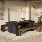 Tribesigns 70.9-Inch Extra Long Dining Bench, Farmhouse Wooden Kitchen Bench Seating for Table, Dining Room, Entryway, Living Room, Bedroom, Black & Brown
