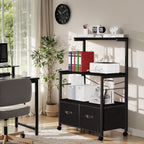 VECELO Mobile Filing Cabinet on Lockable Wheels,Under Desk Organizer with Hanging File Folder Organizer,Beside Under Desk for Office Home,No Bend Over, Fits Letter Size, Black
