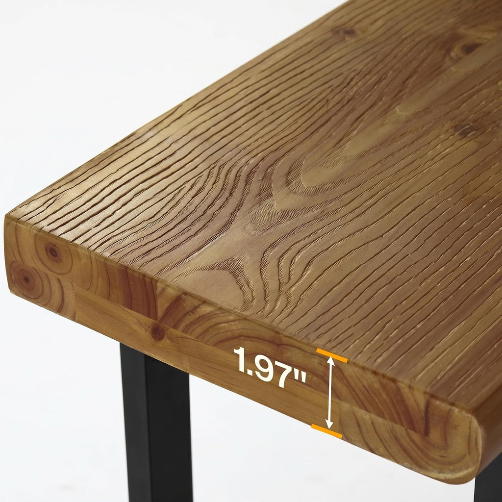 Solid Wood Live-Edge Console Table for Entryway, Farmhouse 63-Inch Narrow Long Sofa Table Behind Couch with Unique Shape, Heavy-Duty Metal Legs, Ideal for Foyer, Entrance, Living Room