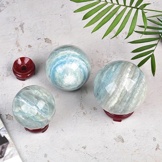 JIC Gem Natural Healing Crystal Sphere Ball Trolleite Crystal Decorative Ball Chakra Meditation Fengshui (60-70mm)