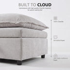 Chenille Upholstered Rectangle Ottoman for Modular Sectional Cloud Couch, Foot Stool, Faux Wood Feet, Durable Frame, Modular Sectional Couch Add Ons for Living Room, Bedroom, Light Gray