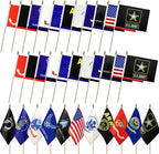 22 Pack All Branches Military Service Flags Set Small Mini Army Armed Forces Handheld Flag on Stick for Veterans Day,Memorial Day Decorations,5x8 Inch