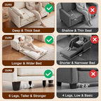 49" Loveseat Sofa Bed, 2 in 1 Convertible Small Sofa Pull Out Couch Bed Chenille Deep 2 Seat Sleeper Twin XL Futon Mattress for Small Spaces Living Room Bedroom Apartment Office, Beige