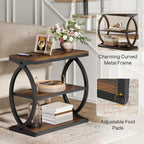 Tribesigns End Table, Narrow 3-Tier End Table for Living Room, Industrial Wooden Side Table with Metal Frame, Small Bedside Nightstand for Bedroom, Small Spaces, Rustic Brown
