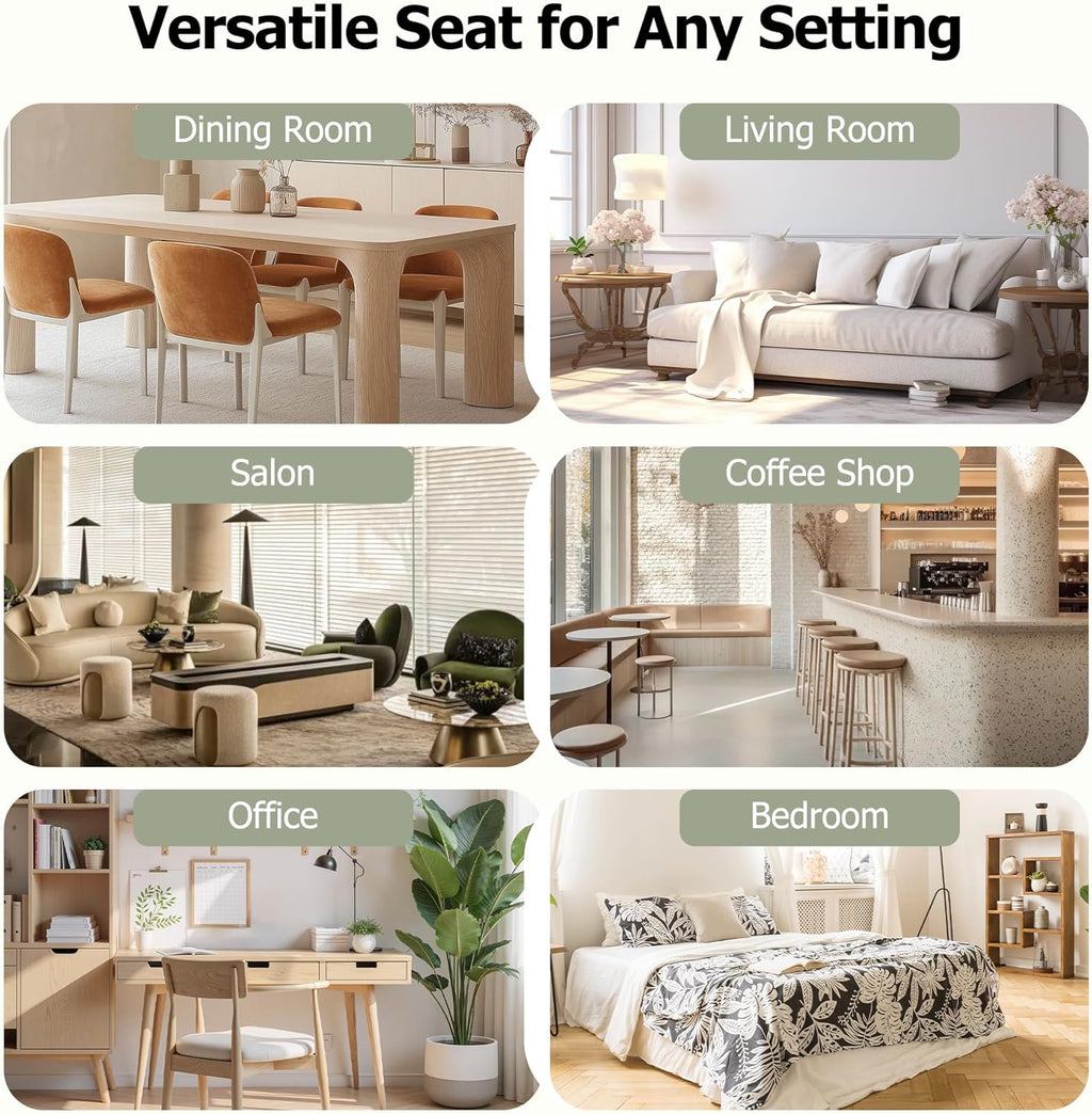 Modern Accent Barrel Chairs Set of 4, Velvet Upholstered Armchairs with 3 Legs, Comfy Leisure Reading Chair for Dining/Living Room/Bedroom/Office/Apartment, Khaki