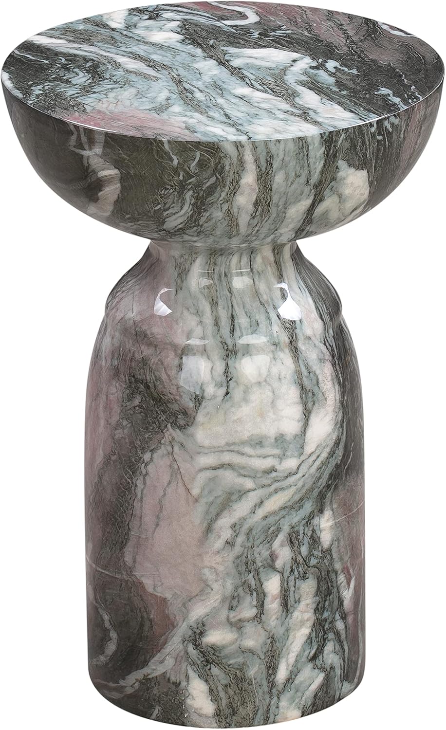First of a Kind Grey Concrete Side Table with Marble Print Finish - Durable Accent Table, Fully Assembled - for Indoor/Outdoor Use - 13.3" W x 13.3" D x 20" H