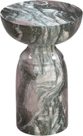 First of a Kind Grey Concrete Side Table with Marble Print Finish - Durable Accent Table, Fully Assembled - for Indoor/Outdoor Use - 13.3" W x 13.3" D x 20" H