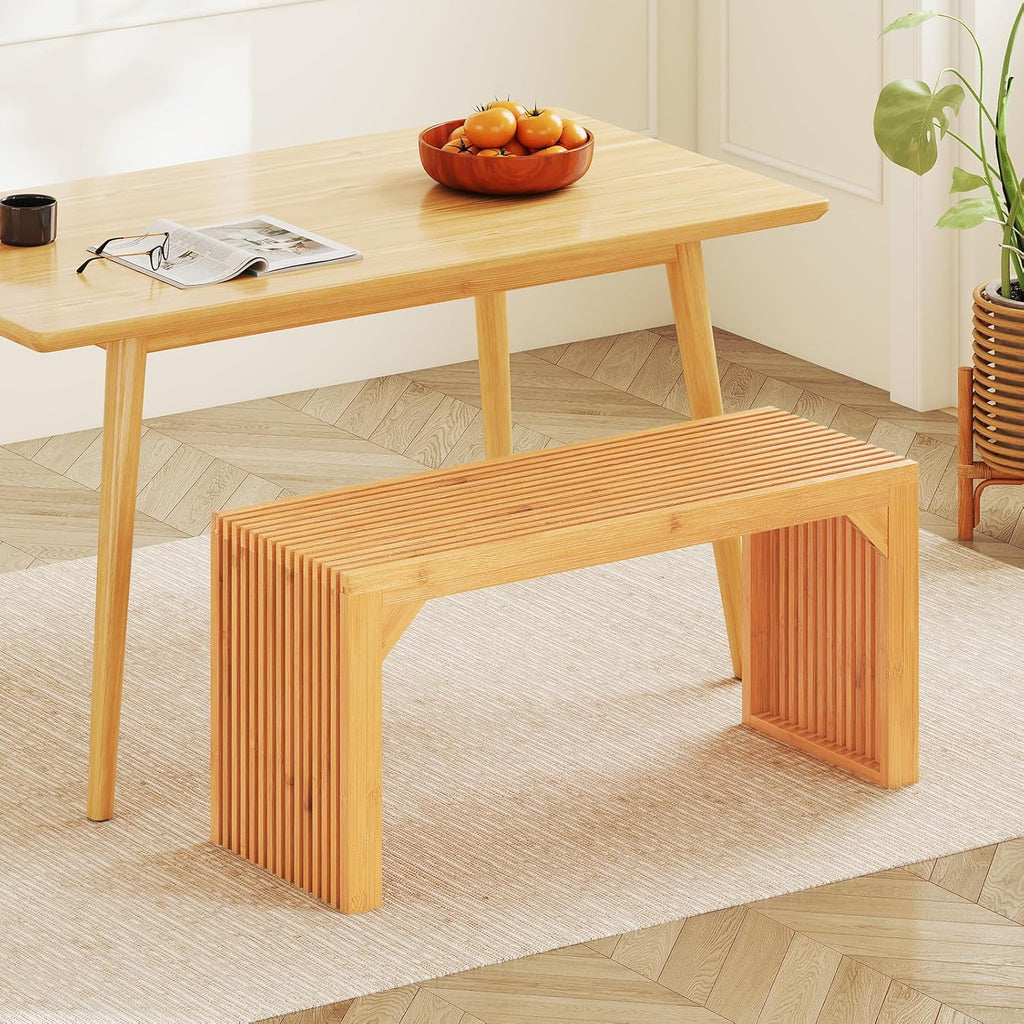 Giantex 36" Bamboo Dining Bench, 660Lbs Capacity, 2-Person Kitchen Table Bench for Living Room, Bedroom, Bathroom, Entryway Hallway, Front Door, End of Bed, Indoor Outdoor Use, 1 Pack