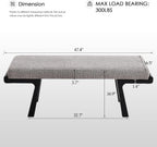 Zesthouse Solid Wood Bench for Bedroom End of Bed, Upholstered Small Entryway Bench with Cushion, 47" Grey Linen Ottoman Bench with Black Wood Legs, Modern Dining Bench Seat, for Indoor Living Room