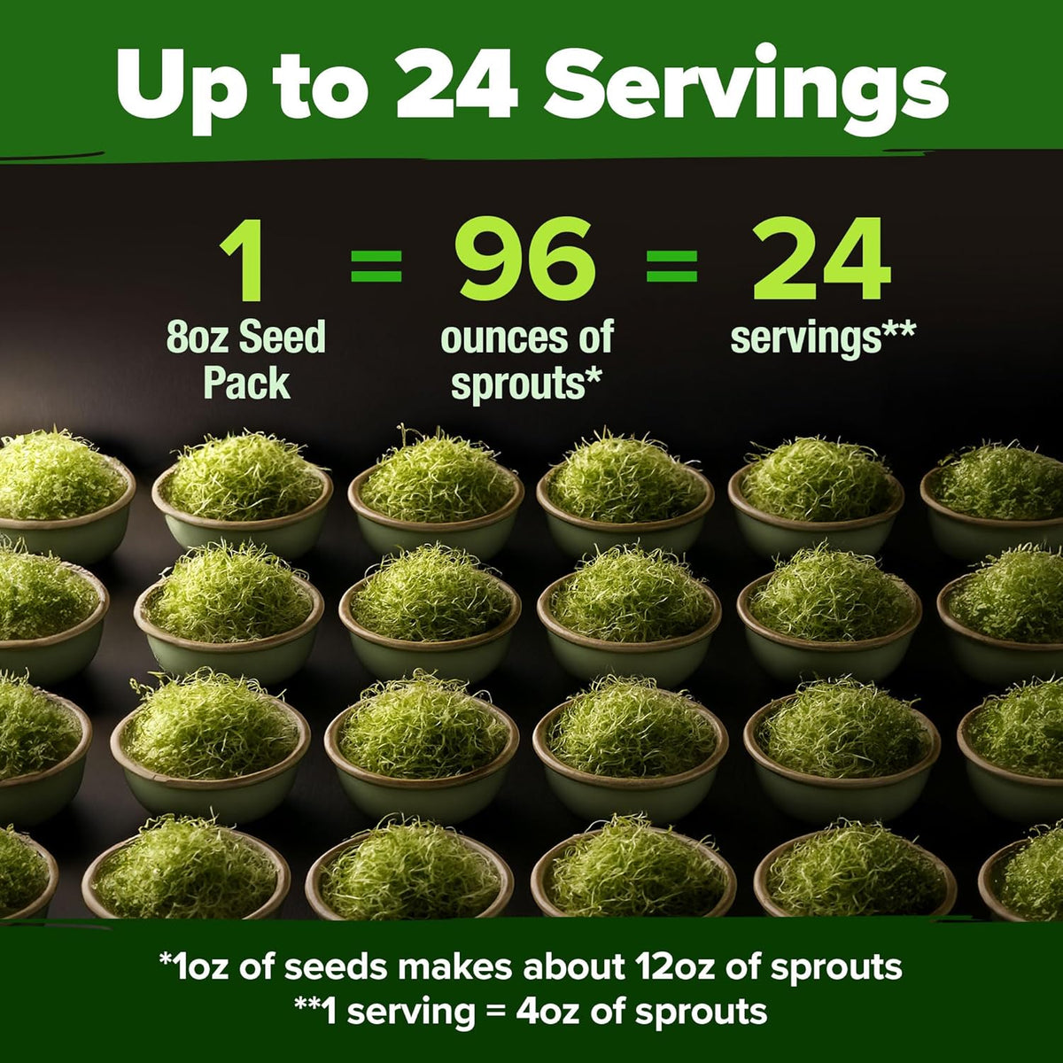 HOME GROWN Broccoli Seeds 8 oz - for Sprouting or Microgreens 𝗡𝗢𝗡-𝗚𝗠𝗢 𝗨𝗦𝗔-𝗦𝗢𝗨𝗥𝗖𝗘𝗗 High Germination Sprout Seeds Nutritious Micro Greens - Broccoli Sprouts in 5 days - Sulforaphane Rich