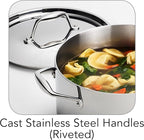 Tramontina Signature Tri-Ply Clad Stainless Steel 6-Quart Sauce Pot with Lid, Induction-Ready Pot, Dishwasher-Safe, NSF-Certified, Made in Brazil