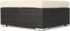 roomfitters Outdoor Wicker Ottoman with Cushion for Stylish Patio Furniture, Versatile Garden Footrest or Extra Seating, Comfortable and Durable, Beige