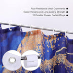 Marble Shower Curtain, Blue Marble Shower Curtain Set, Abstract Luxury Navy Blue Gold Glitter Veins Texture Marble Shower stall Curtain for Bathroom, Waterproof Fabric with 12 Hooks, 72 x 72 inches