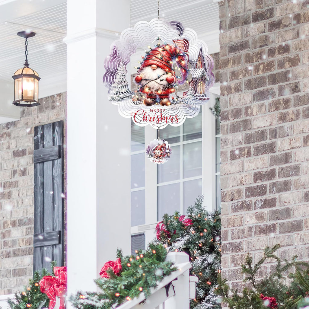 Metal Wind Spinner Outdoor Christmas Decorations,Santa Claus Halloween Yard Decorations 12inch 3D Stainless Steel Garden Sculpture Lawn Ornaments Gifts Indoor/Outdoor Decor Gifts for Women