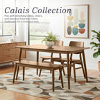 Alaterre Furniture Calais Dining – Mid Century Modern 46-Inch Solid Wood Dining Bench – Entryway Bench with Minimalist Design for Entryway, Dining Room, Kitchen, or Bedroom (Warm Pecan Finish)