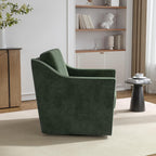 Swivel Accent Chairs Set of 2, 360° Swivel Armchairs with Deep Seat, Green | Soft Chenille | Ergonomic Supports Lumbar | Metal Swivel Base | Deep Padded Seat for Reading & Relaxing, Living room