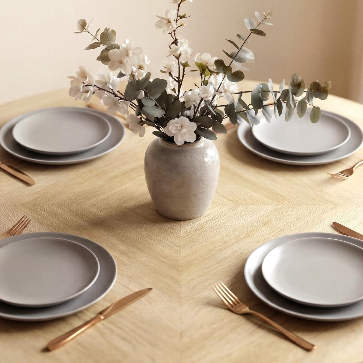 ModernMate 43 inch Round Dining Table for 4, Circle Kitchen Table with Wooden Pedestal Base, Modern Wood Dining Room Table, Dinner Table for Dining Room, Kitchen, Living Room