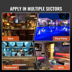 Happybuy LED Lighted Liquor Bottle Display,3 Tiers 48 Inch Commercial Illuminated Home Bar Shelf,3 Steps Whiskey Rack Stand, Acrylic Drink Shelves with RF Remote & App Control, and Multicolor lighting