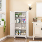 erosoei Metal Pantry Storage Cabinet, Kitchen Storage Cabinets with Adjustable Feet and Shelves, Metal Pantry Cabinet for Kitchen, Living Room, Laundry Room and Dinning Room (2door-White)