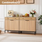 31 inch Sideboard Buffet Cabinet with Drawer, Modern Fluted Credenza with 2 Doors & Adjustable Shelf, Small Coffee Bar Storage for Kitchen, Entryway