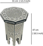 Morrocan Table Design Mother of Pearl Inlaid,Arabic Side Corner cofee Table for Living Room (Classic A)