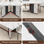chartustriable Dining Table for 8-10 People,94" Large Modern Kitchen Table W/Built-in Table Runner Design,White&Black Industrial Rectangular Dinner Table,Waterproof Wood Table Sturdy Base,280lbs Load