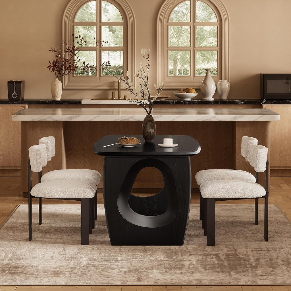 Morden Fort Modern Dining Table for 4-6 People,68'' Rectangle Dining Table, Kitchen Table with Pedestal Base, Dinner Table for Dining Room, Kitchen, Living Room (Black)