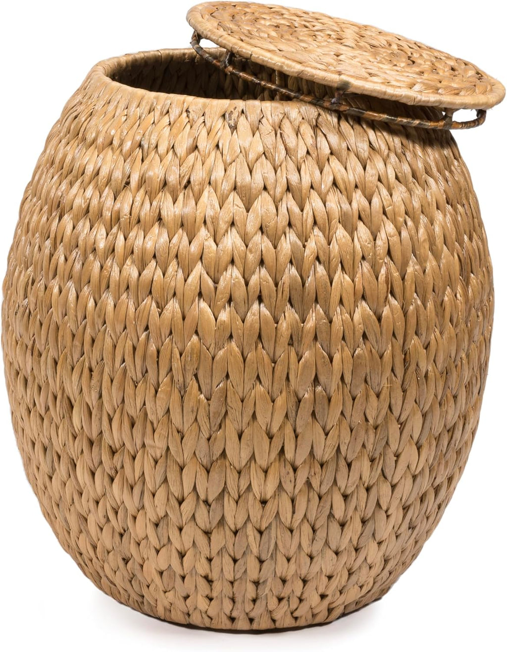happimess SSL1000A Colt 17" Coastal Bohemian Handwoven Hyacinth Storage Stool with Lid for Storage and Decoration in Bedroom, Living Room, Kitchen, Dining Room, Entryway, Guestroom, Natural | Bohemian Rustic Wicker Basket, End Table For Living Room
