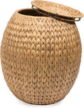 happimess SSL1000A Colt 17" Coastal Bohemian Handwoven Hyacinth Storage Stool with Lid for Storage and Decoration in Bedroom, Living Room, Kitchen, Dining Room, Entryway, Guestroom, Natural | Bohemian Rustic Wicker Basket, End Table For Living Room