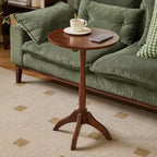 Small Round Side Table, Solid Wood End Table with Adjustable Height, Portable Accent Coffee Table, Nightstand,15.75" Dia.x 23.62" H,(Walnut)
