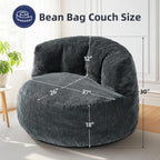 MASVIS Bean Bag Chair,3ft Memory Foam Bean Bag Chair for Adults Kids Teens,Soft Velvet Comfy Floor Chair with Supportive Backrest,Lazy Sofa Lounge Chair for Living Room Game Room,Portable Sofa,Grey