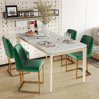 LSSBOUGHT Velvet Upholstered Dining Chairs Set of 2, Mid Century Modern Padded Chair with Gold Metal Frame for Restaurant,Dining Room,Kitchen (Green, 2PCS)
