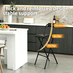 Folding Stool with Back,1Pcs Tall Foldable Stool 29.5 Inch | Portable High Chairs Bar Stools Adult Leather Padded Comfortable and Sturdy for Kitchen Counter Bar Table Island Shop