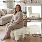 Modern Nightstand - Multifunctional Plastic Bedside Table with Storage Space, Side Table Easy Assembly for Bedroom, Dorm and Small Areas (14.2" D x 11.8" W x 15.78" H, Beige White)