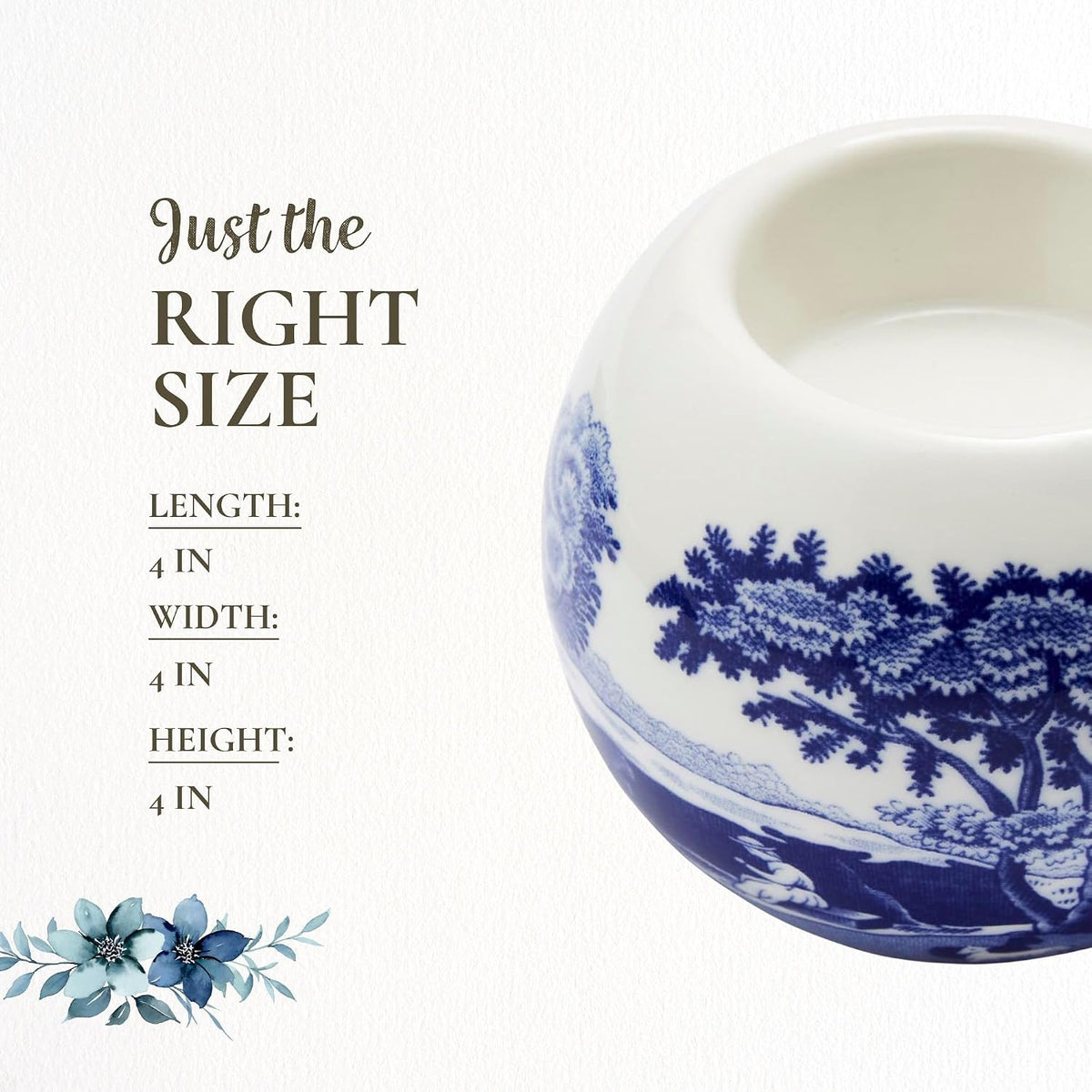 Spode Blue Italian Tealight Holders | Set of 2 Round Tealight Holders | Made of Fine Porcelain | 4 Inch Candle Holders for Home Décor and Housewarming Gift | Dishwasher Safe
