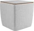 HomePop Home Decor Storage Ottoman with Wood Top|Upholstered Modern Square Storage Ottoman with Storage for Living Room & Bedroom, Stone Gray