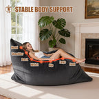 4 in 1 Giant Bean Bag Chair for Adults & Kids, 75” Beanbag Couch with High-Density Memory Foam Filling, Multifunctional Floor Sofa Lounger Suitable for Living Room Bedroom Apartment (Grey)